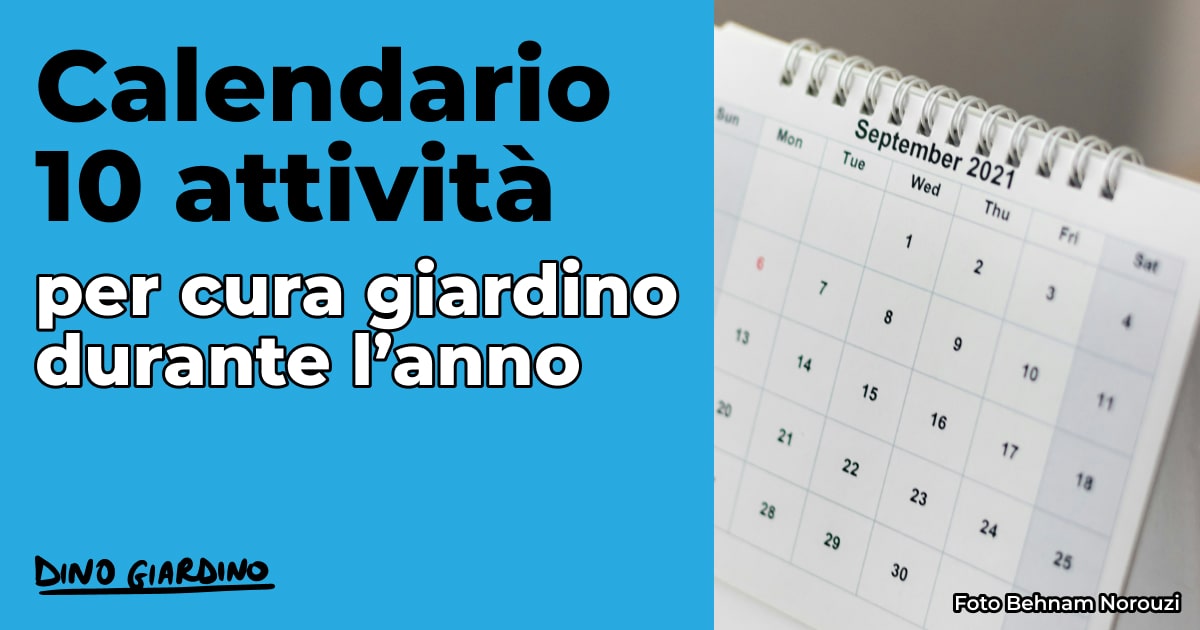 calendario 10 attività per cura giardino durante l'anno